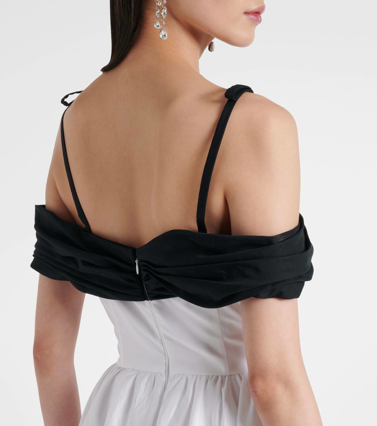 Giambattista Valli Cutout ruched off-shoulder cotton gown