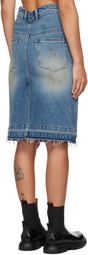 We11done Blue Heart Denim Midi Skirt