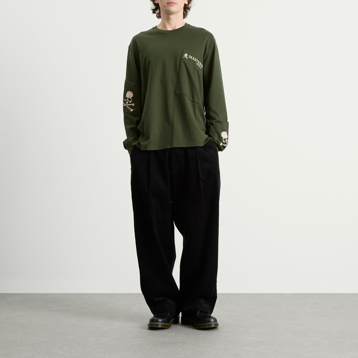 MASTERMIND WORLD Men's Multi Pocket Long Sleeve T-Shirt in Olive