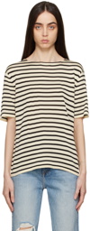 KHAITE Black & Off-White Brandy Stripe T-Shirt