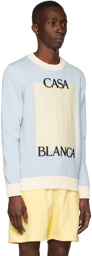 Casablanca Blue & Off-White Knit Logo Sweater