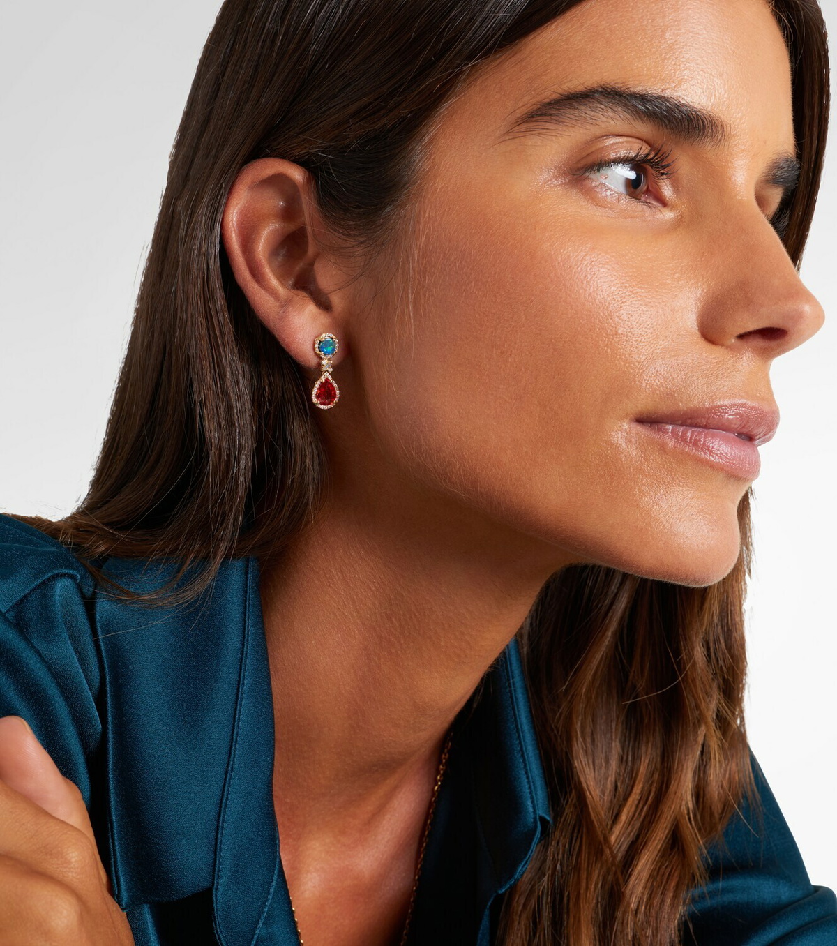 Suzanne Kalan Doublet 18kt gold drop earrings with gemstones