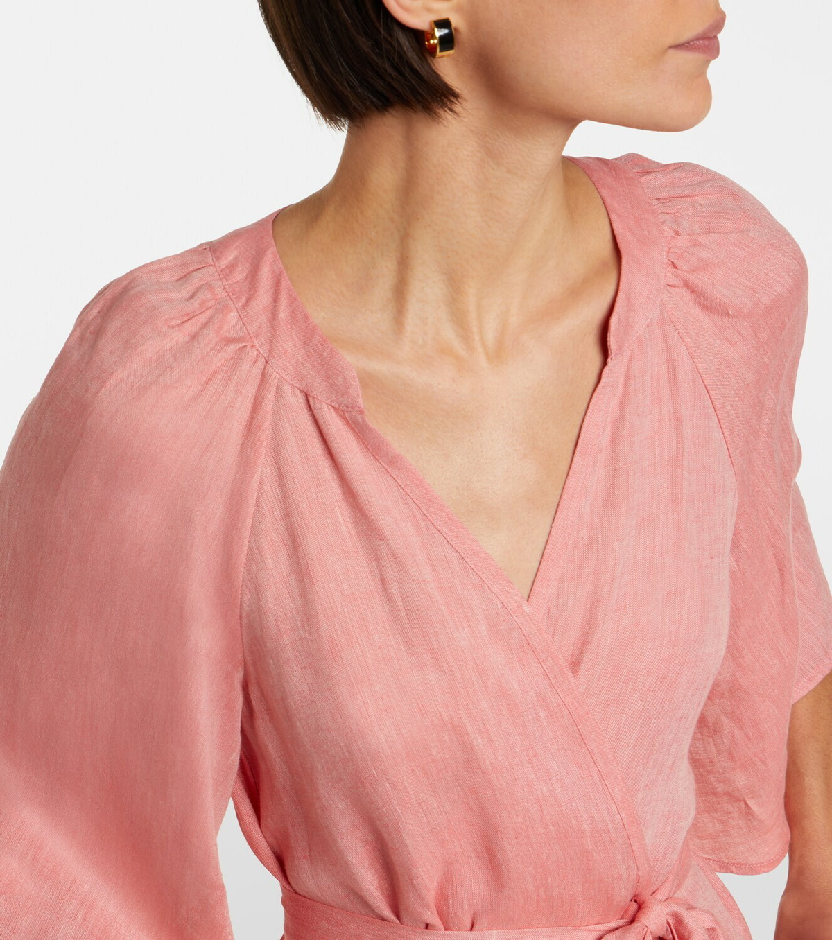 Eres Audacieuse belted linen midi dress