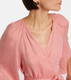 Eres Audacieuse belted linen midi dress