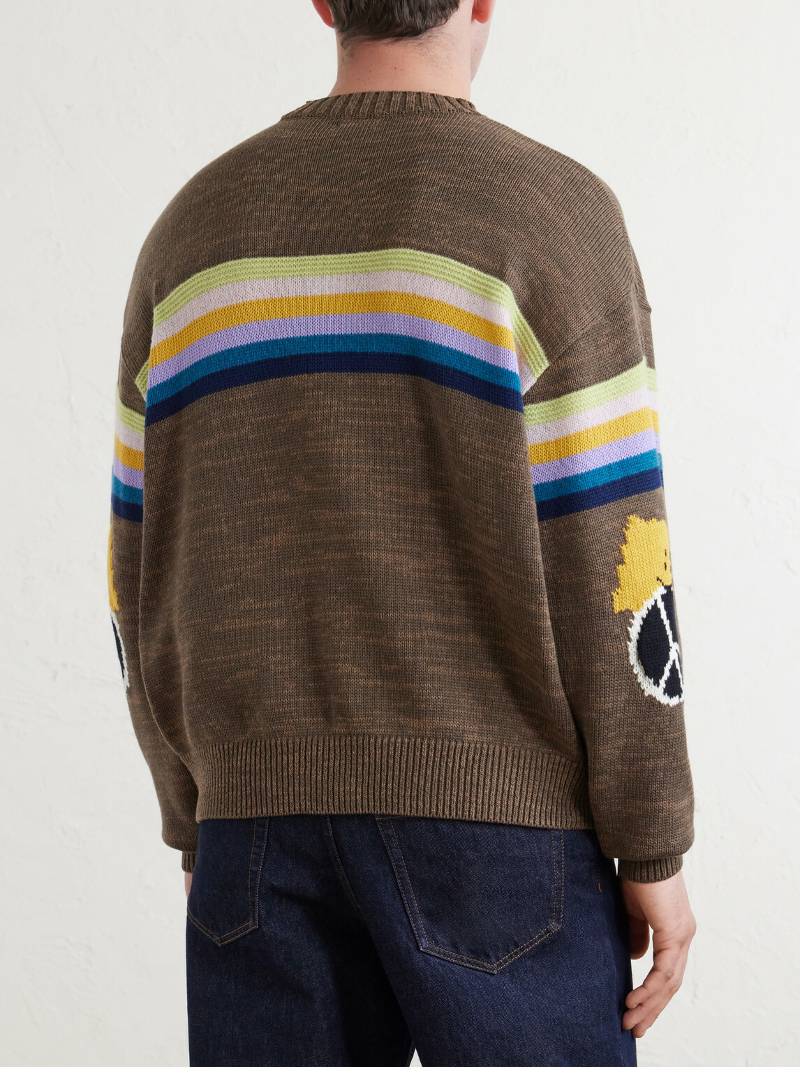 KAPITAL - Peckish Rainbow Striped Cotton and Wool-Blend Sweater - Brown