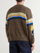 KAPITAL - Peckish Rainbow Striped Cotton and Wool-Blend Sweater - Brown