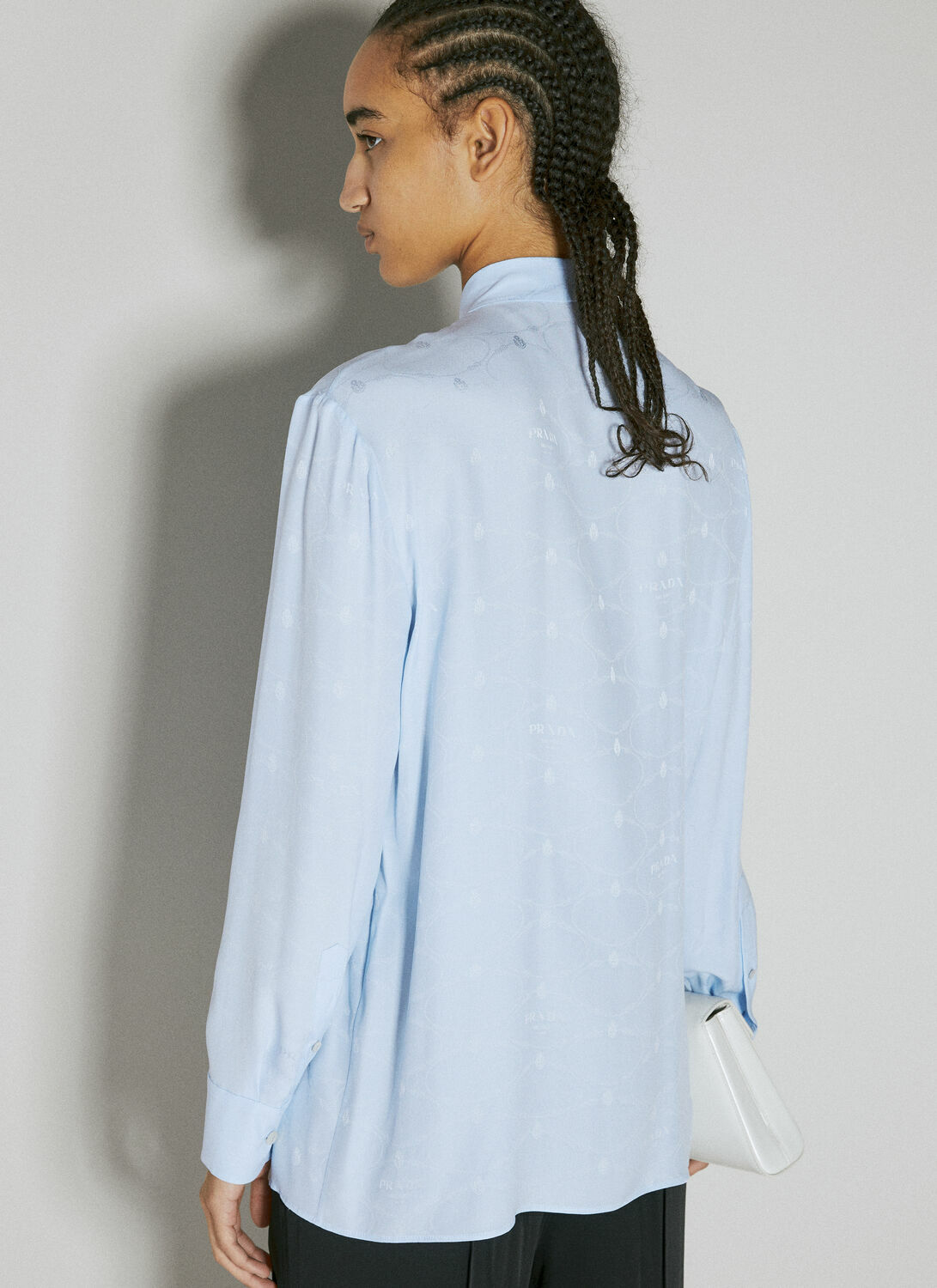 Prada Logo Jacquard Silk Shirt