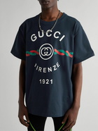 GUCCI - Printed Cotton-Jersey T-Shirt - Blue