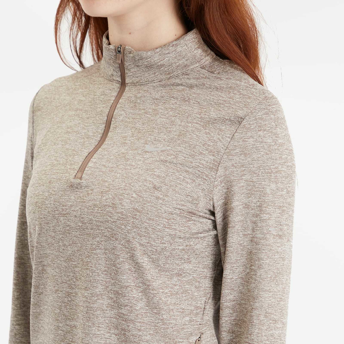 Nike Women's Swift Dri-fit UV Half-Zip T-Shirt in Mink Brown