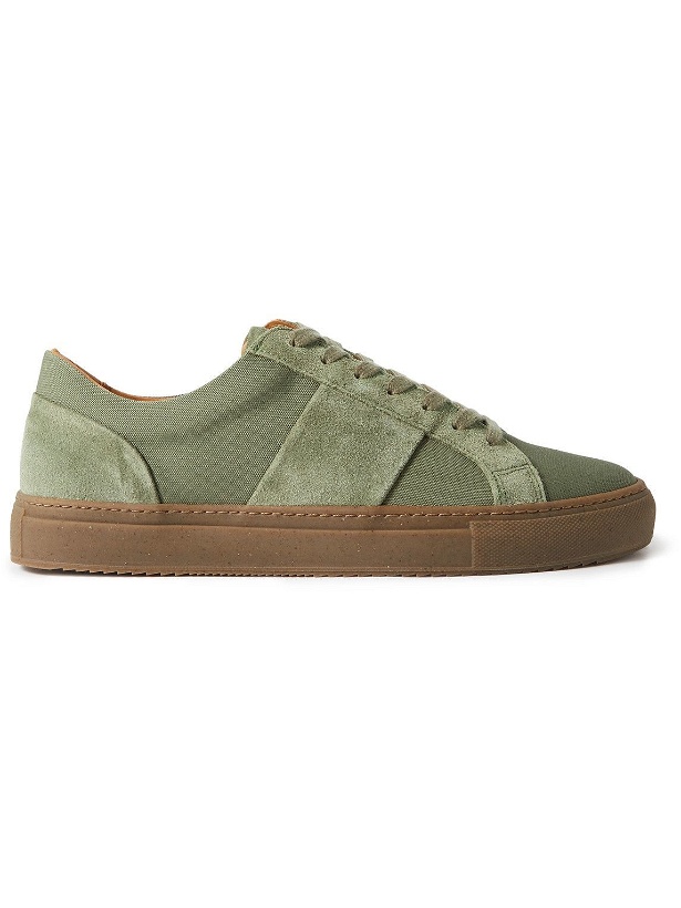 Photo: Mr P. - Larry Suede-Trimmed Cotton-Canvas Sneakers - Green