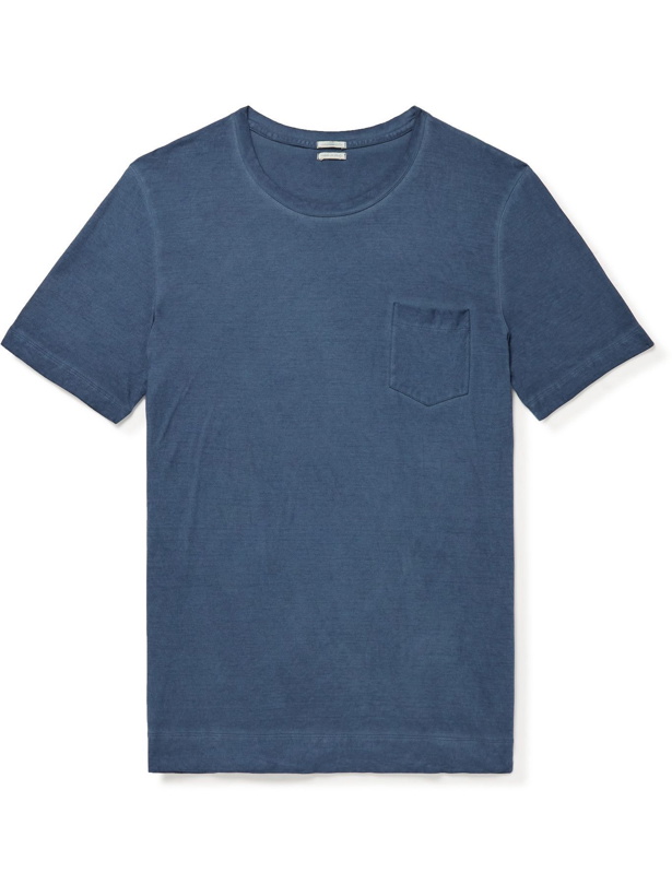 Photo: Massimo Alba - Garment-Dyed Cotton-Jersey T-Shirt - Blue
