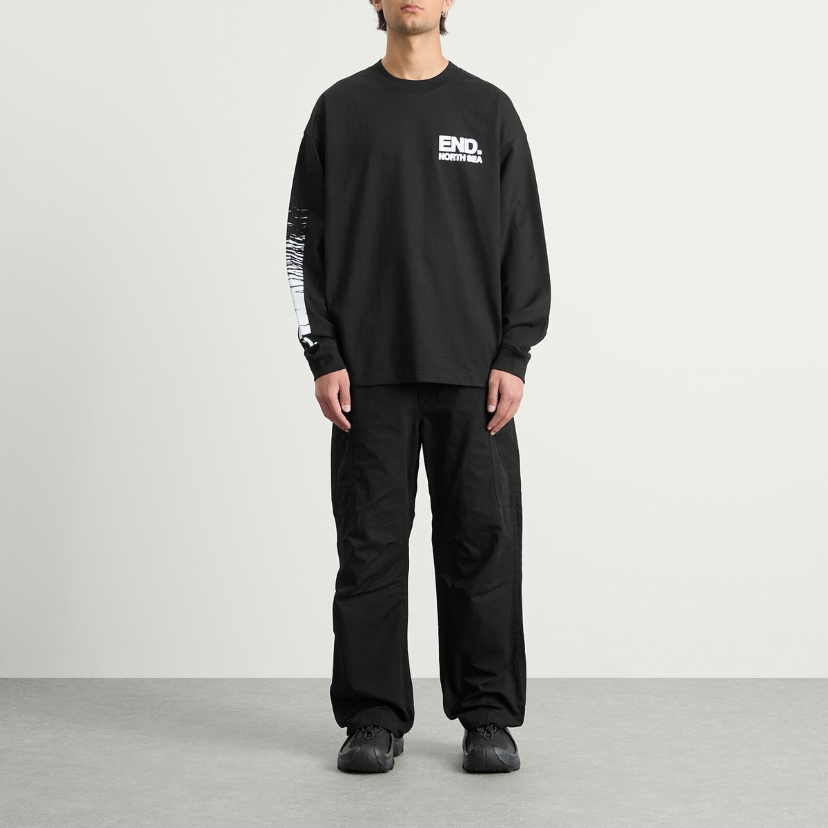 END. Coastal Locals Only Long Sleeve T-Shirt in Black