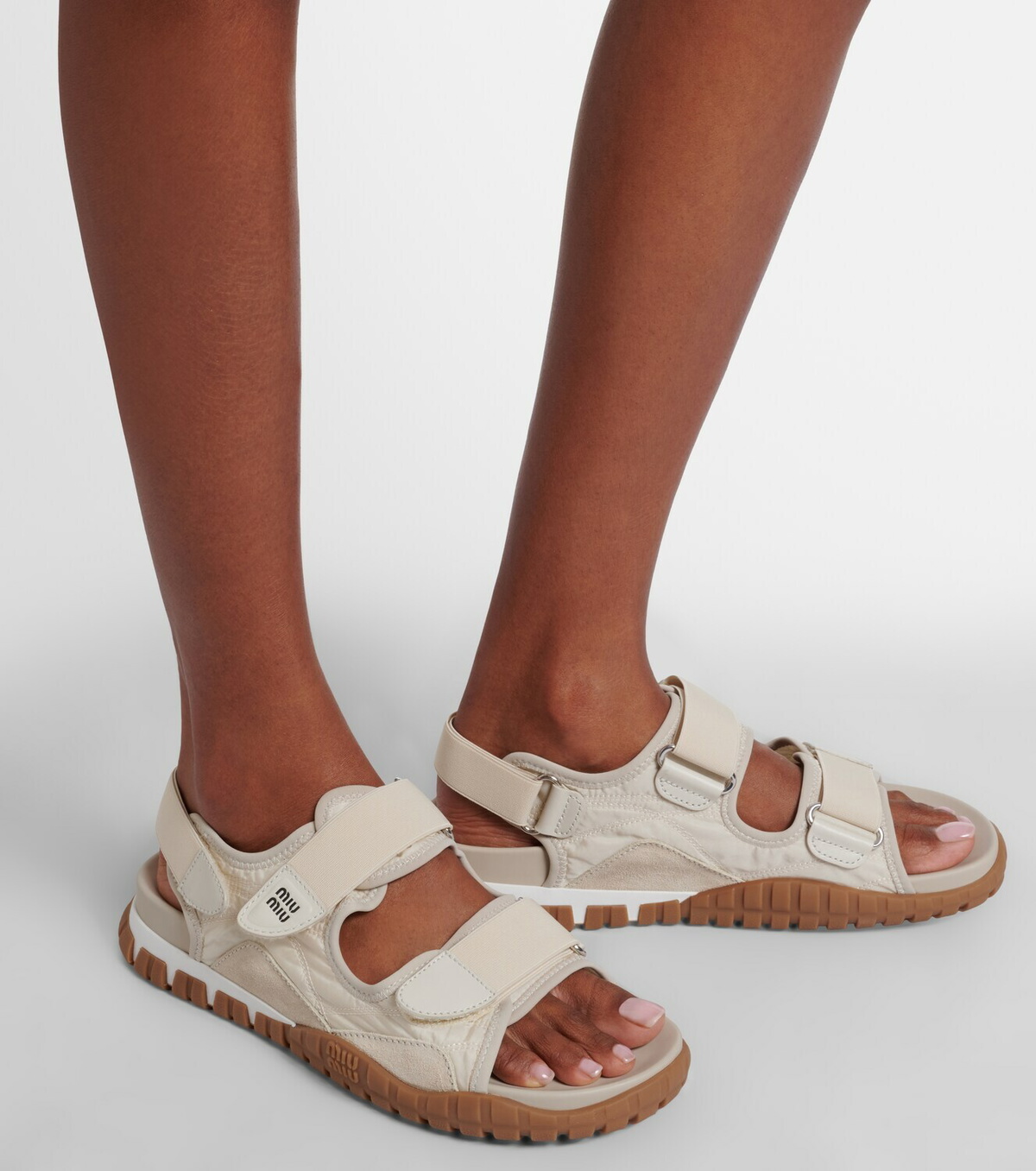 Miu Miu Tyre leather-trimmed sandals