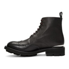 Alexander McQueen Black Pebble Grained Lace-Up Boots