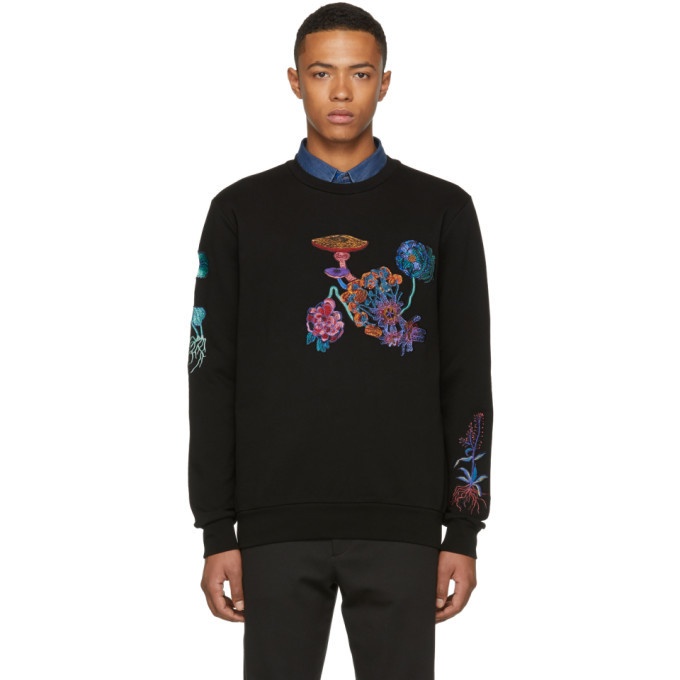 Photo: Paul Smith Black All Over Floral Embroidery Sweatshirt