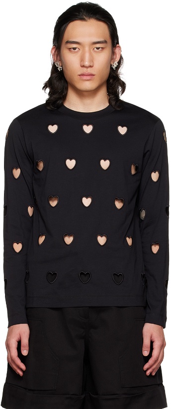 Photo: Simone Rocha SSENSE Exclusive Black Heart Cutout Long Sleeve T-Shirt