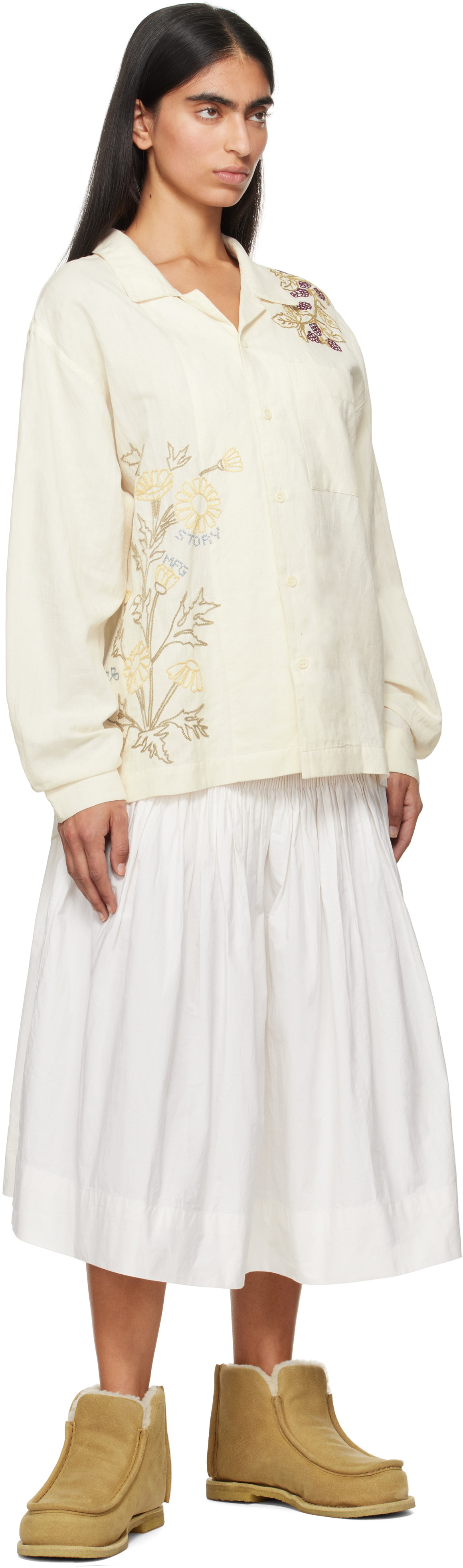 Story mfg. White Cardamine Midi Skirt