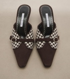 Manolo Blahnik Mircamu houndstooth and suede mules