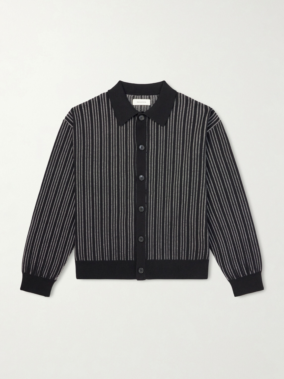 mfpen - Formal Striped Ribbed Cotton Cardigan - Black