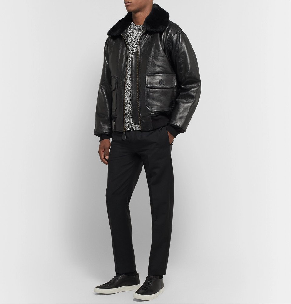 Schott shearling flight jacket slim clearance fit