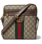 Gucci - Ophidia Leather-Trimmed Monogrammed Coated-Canvas Messenger Bag - Beige