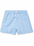Frescobol Carioca - Straight-Leg Short-Length Striped Swim Shorts - Blue