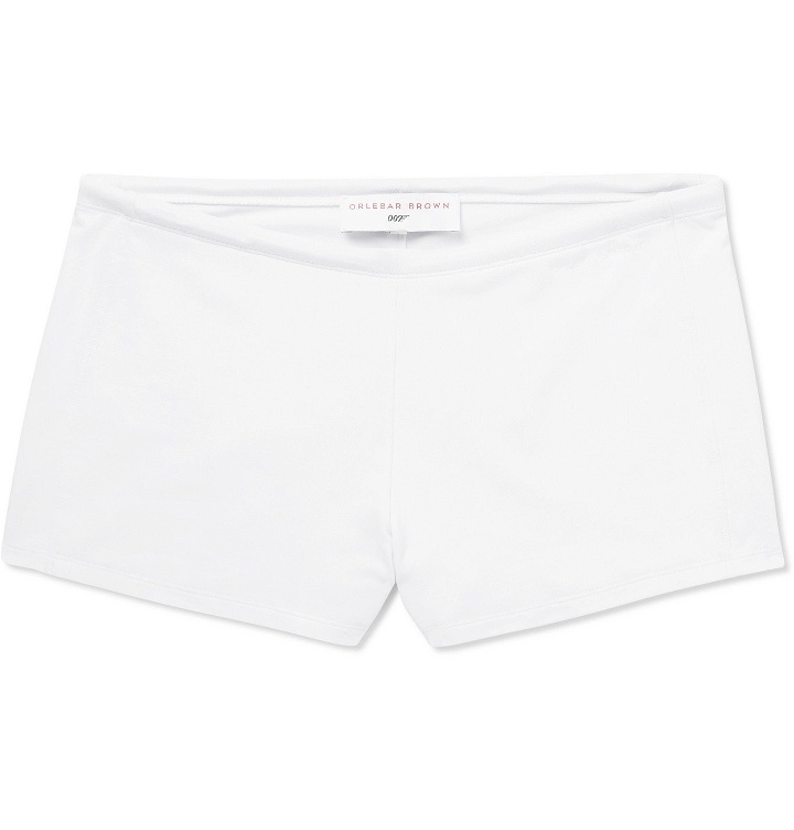 Photo: ORLEBAR BROWN - 007 Thunderball Bassett Slim-Fit Short-Length Stretch-Piqué Swim Shorts - White