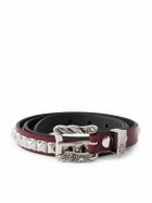 Enfants Riches Déprimés - 2cm Logo-Embossed Studded Leather Belt - Burgundy