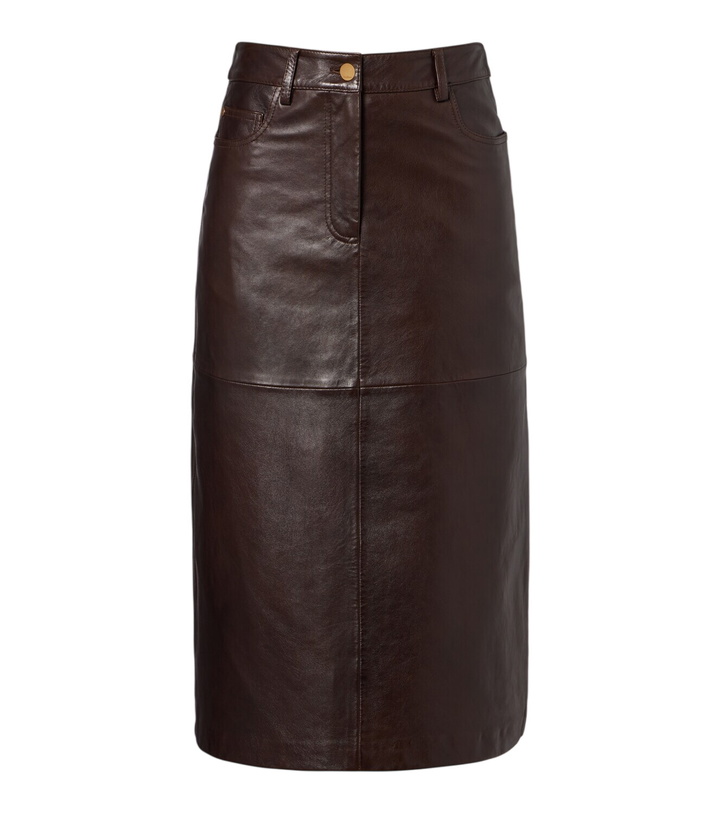 Photo: 'S Max Mara Leather midi skirt