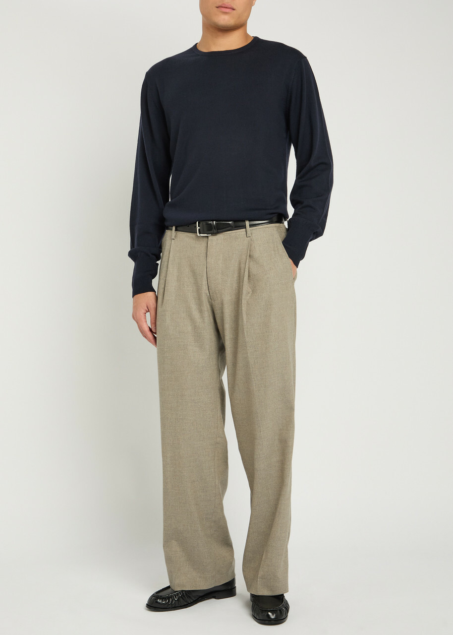 Officine Générale Knit Merino Wool Jumper Navy