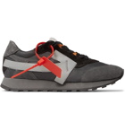 Off-White - Leather-Trimmed Shell and Suede Sneakers - Dark gray