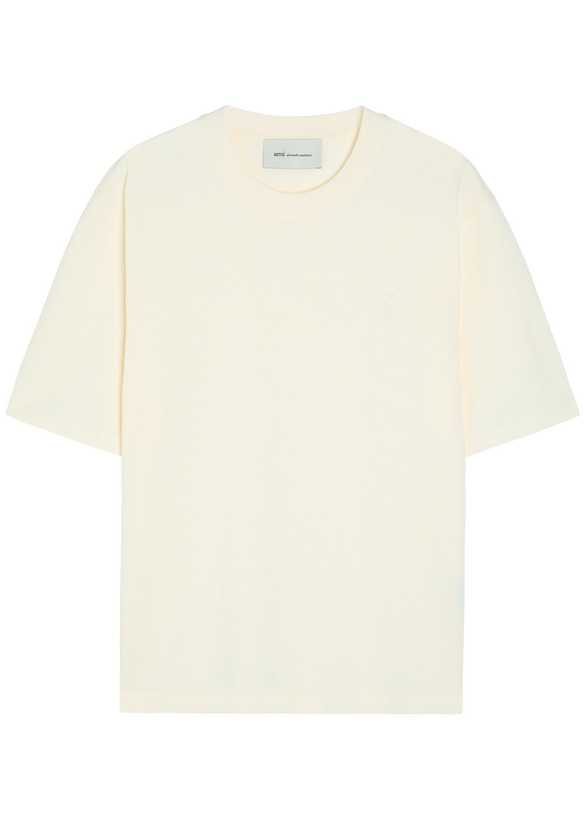 Photo: Ami Paris Logo-embroidered Cotton T-shirt Off White