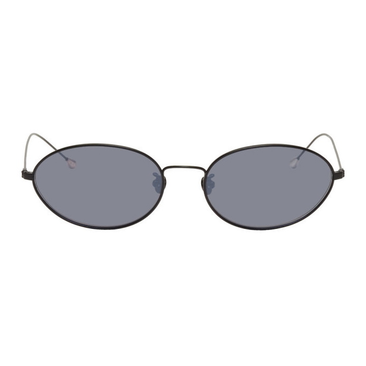 Photo: Ann Demeulemeester Black and Grey Linda Farrow Edition Oval Sunglasses
