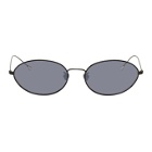 Ann Demeulemeester Black and Grey Linda Farrow Edition Oval Sunglasses