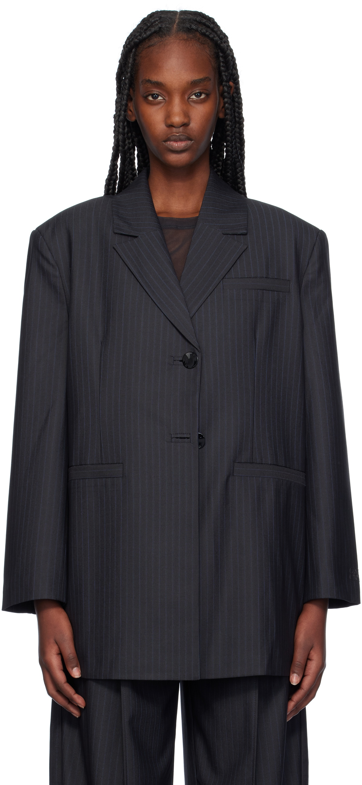 GANNI（ガニー）の「Drapey Stripe Suiting Oversized Blazer