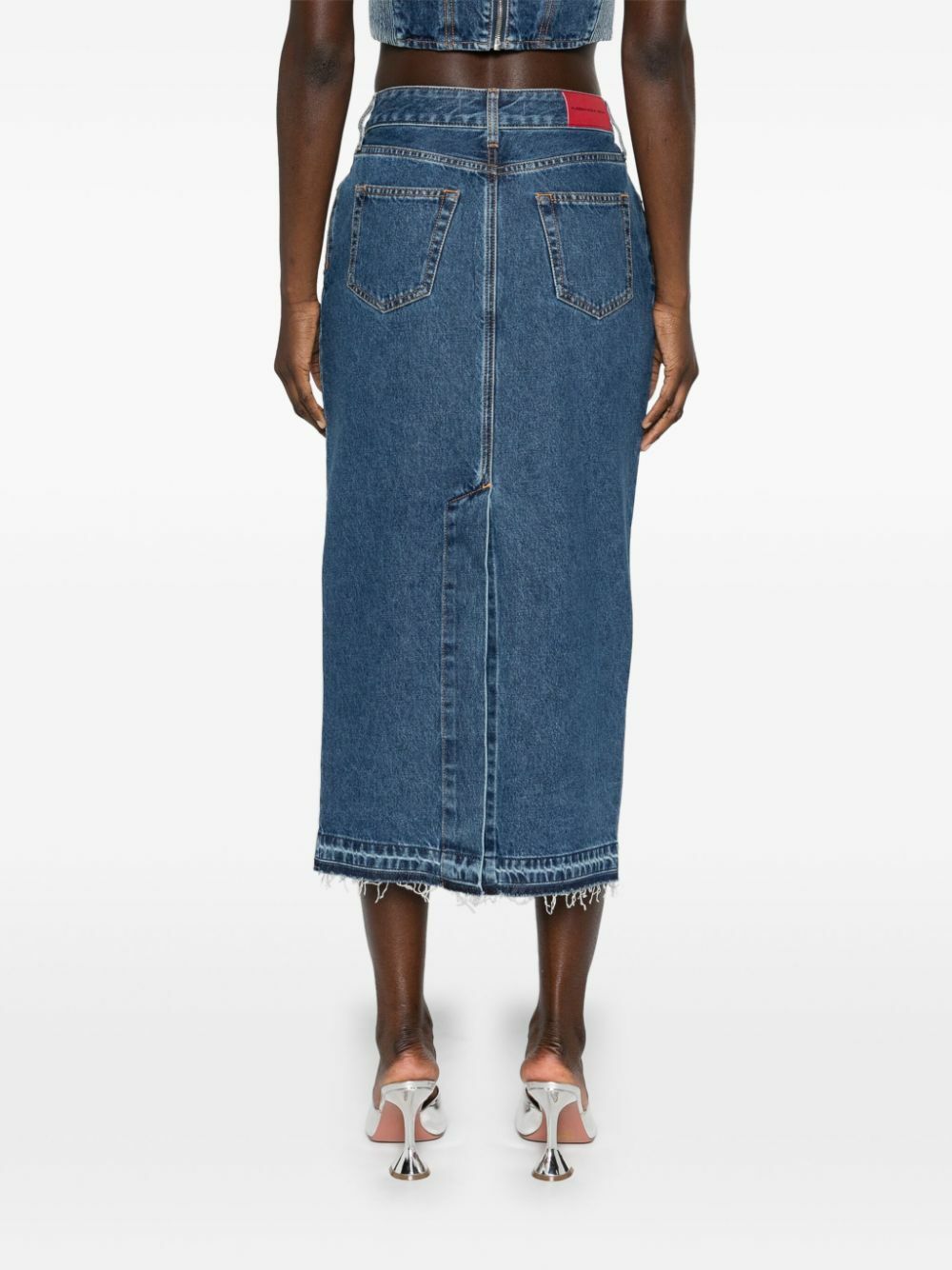 Alessandra Rich Blue Rhinestone Denim Skirt Alessandra Rich