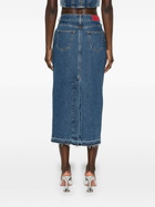 Alessandra Rich Blue Rhinestone Denim Skirt