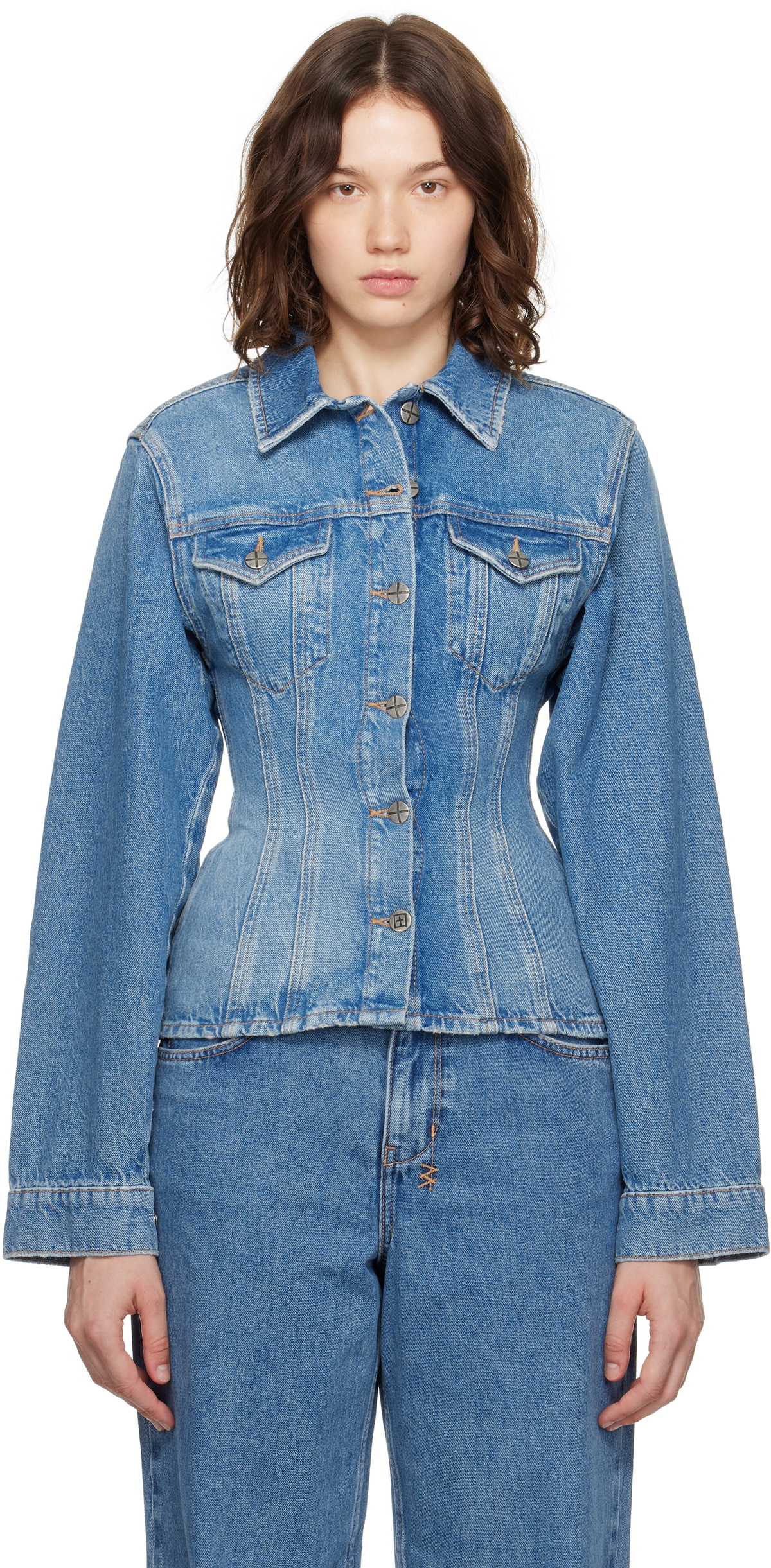 Ksubi Blue Cinched Crop Tru Vintage Denim Jacket