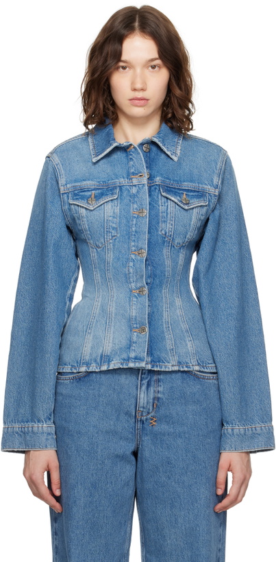 Photo: Ksubi Blue Cinched Crop Tru Vintage Denim Jacket