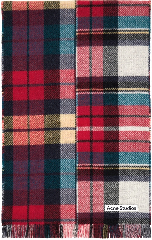 Photo: Acne Studios Red & Blue Mixed Check Scarf