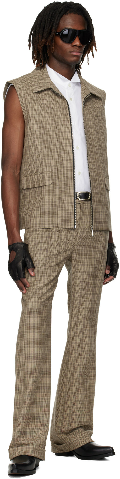 Ernest W. Baker Brown Cuffed 70s Trousers