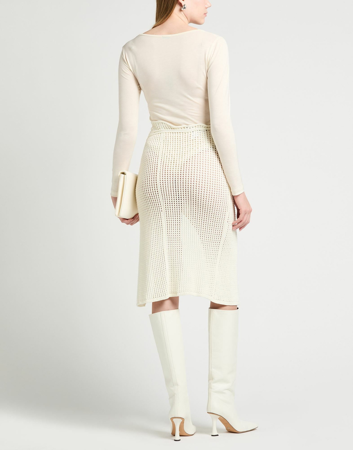Andreādamo Womens Midi skirt Ivory