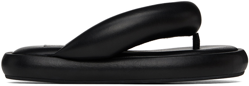 Fiorucci Black Vegan Leather 'Fluff Flops' Sandals