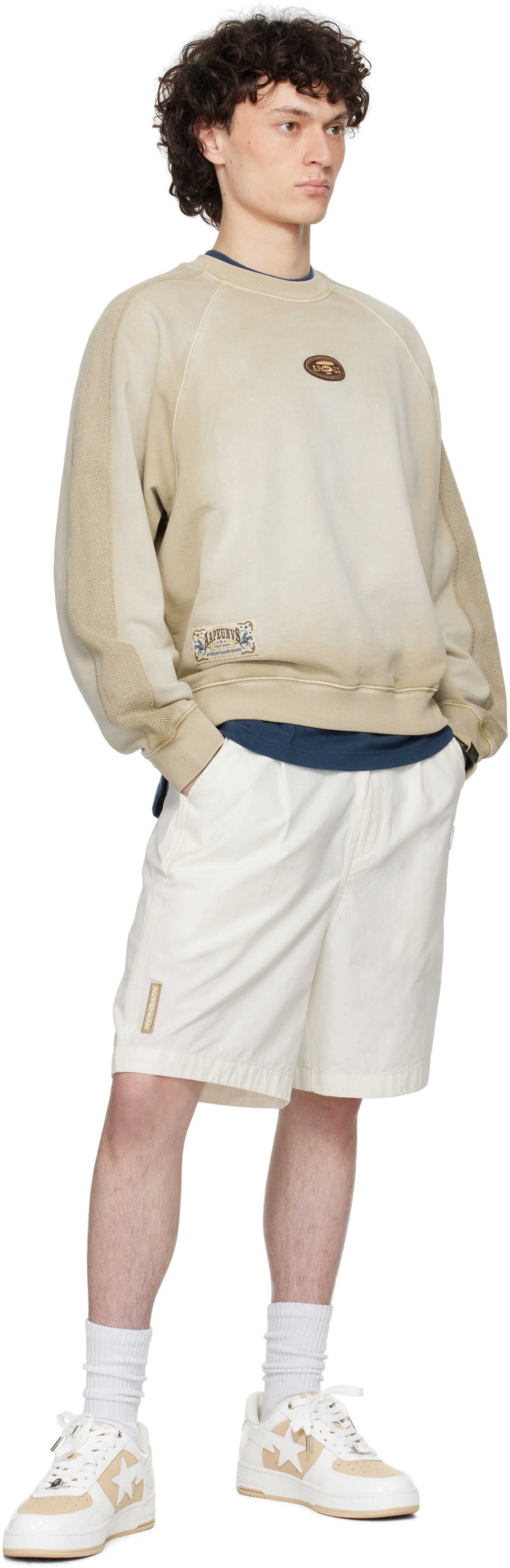 AAPE by A Bathing Ape Beige Main Crewneck Sweatshirt