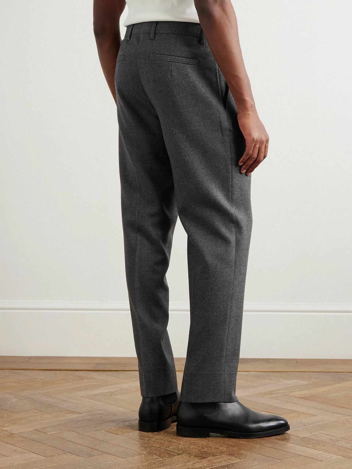 Zegna - Tapered Pleated Wool Trousers - Gray