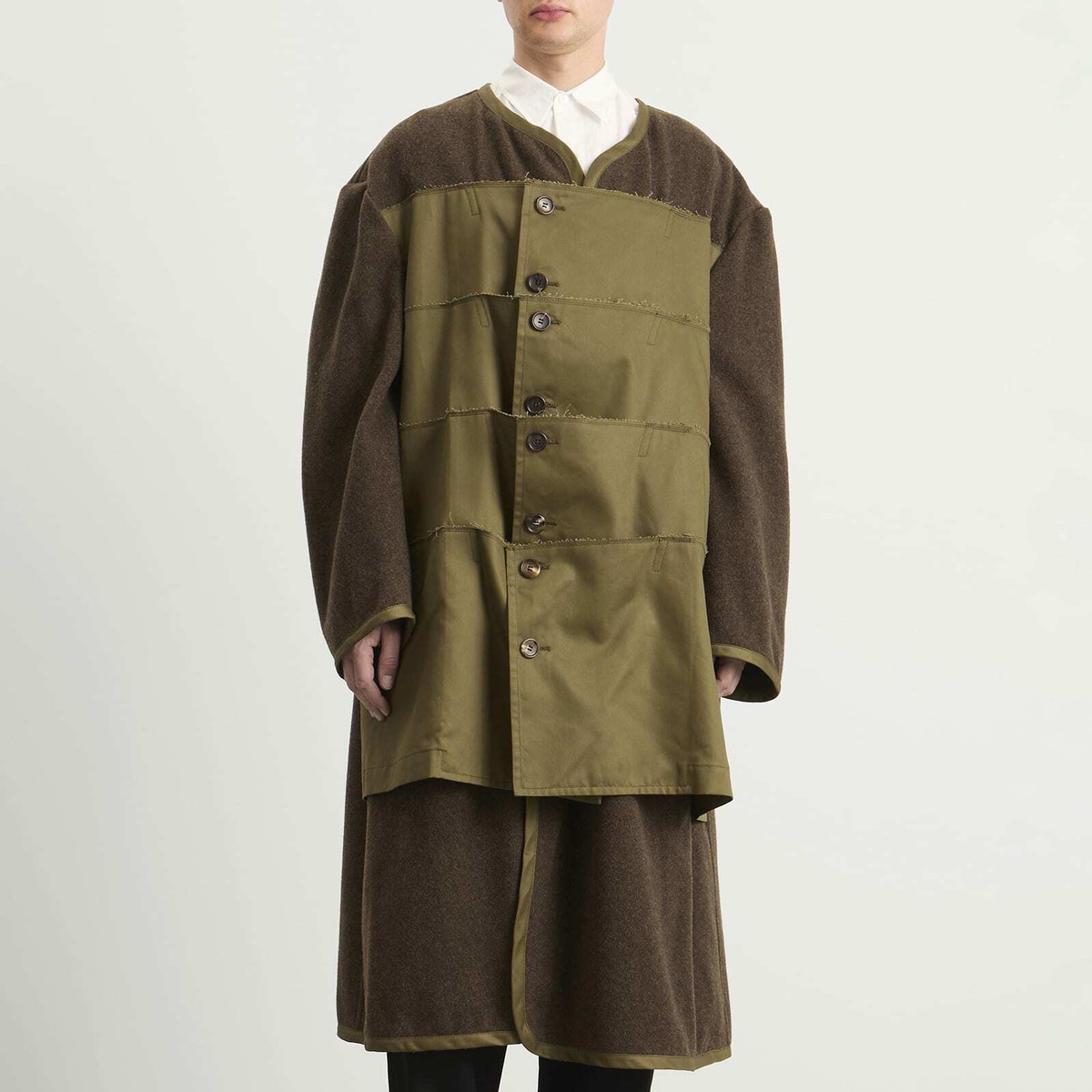 Comme des Garçons Homme Plus Men's Wool Long Line Coat in Khaki