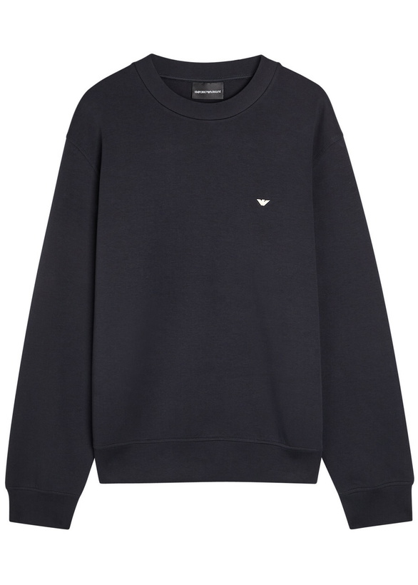 Photo: Emporio Armani Logo-embroidered Jersey Sweatshirt Navy