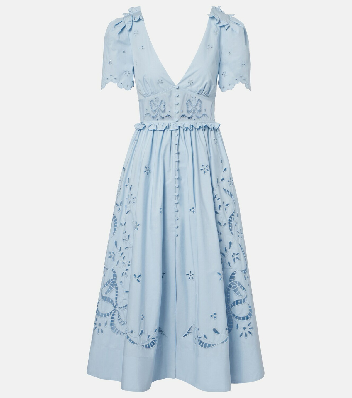 Self-Portrait Broderie anglaise cotton-blend midi dress