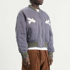 Story mfg. Men's Hand Applique Seed Bomber Jacket in Purple Peace
