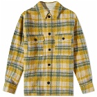 Isabel Marant Men's Gervon Check Wool Overshirt in Yellow/Green